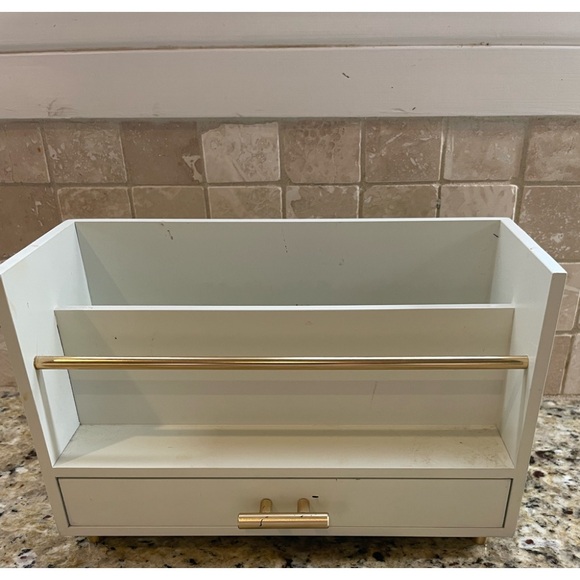 Luxe White and Gold Storage Organizer for desk or makeup - Picture 1 of 6